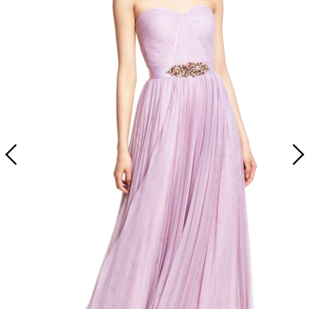 Adrianna Papell Tulle Pleated Gown